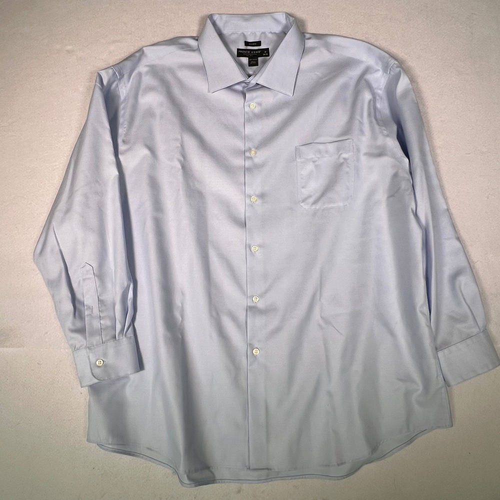 Pronto Uomo Dress Shirt Mens 19 34/35 Light Blue Excellent